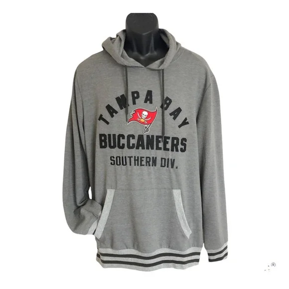 Team Apparel NFL Hoodie Drawstring Heather Gray Tampa Bay Buccaneers - Picture 10 of 11